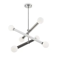 Люстра подвесная Cross FR5381PL-06CH Freya белая на 6 ламп, основание хром в стиле современный Люстра подвесная Cross FR5381PL-06CH Freya белая на 6 ламп, основание хром в стиле современный